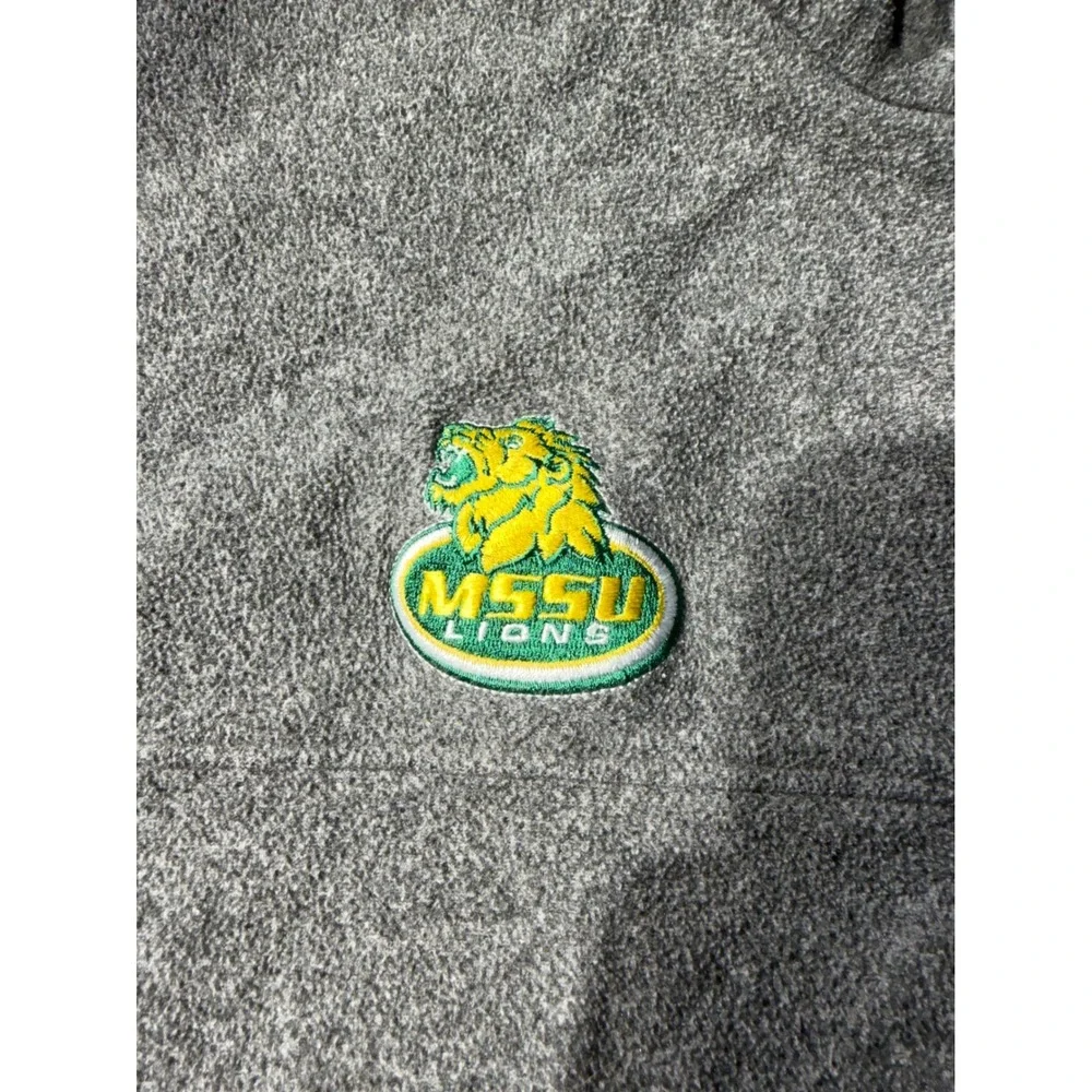 Columbia Fleece Pullover Mens L Gray Excellent MSSU Lions PFG Quarter SnapJacket